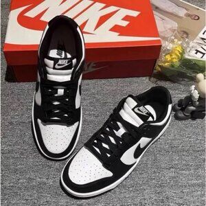 Nike Black and White Panda Low Dunks Sneakers